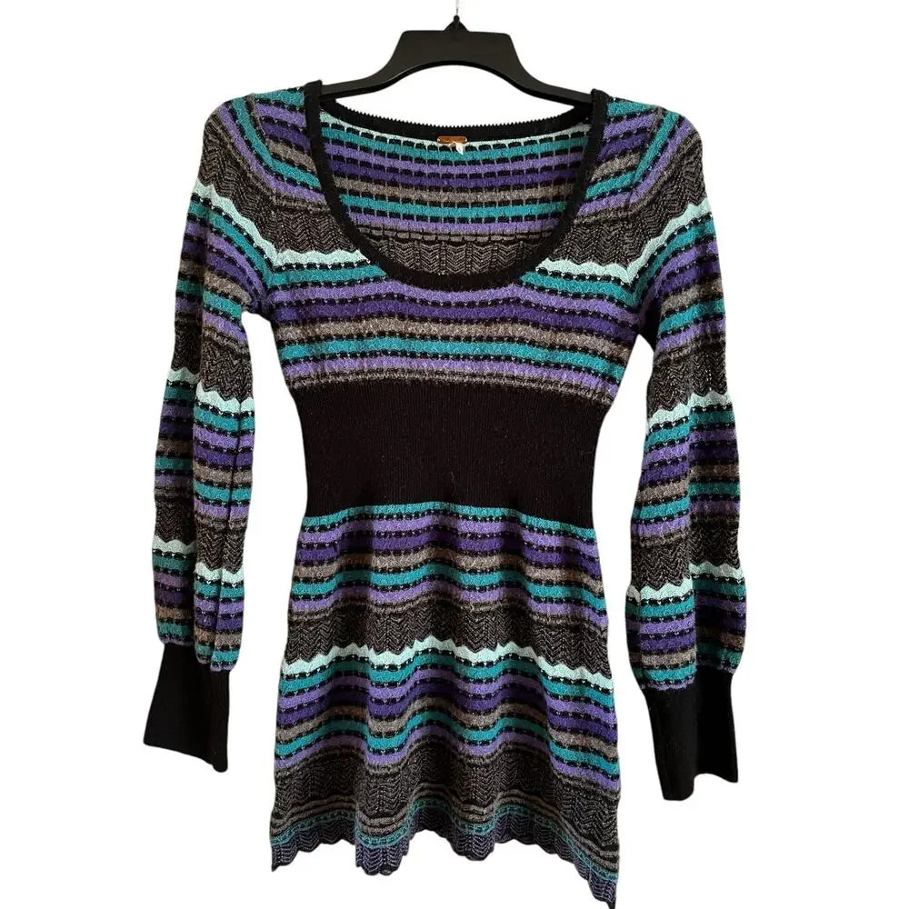 Free People Striped Sweater Dress Womens M Long Sleeve Dress or Tunic Top